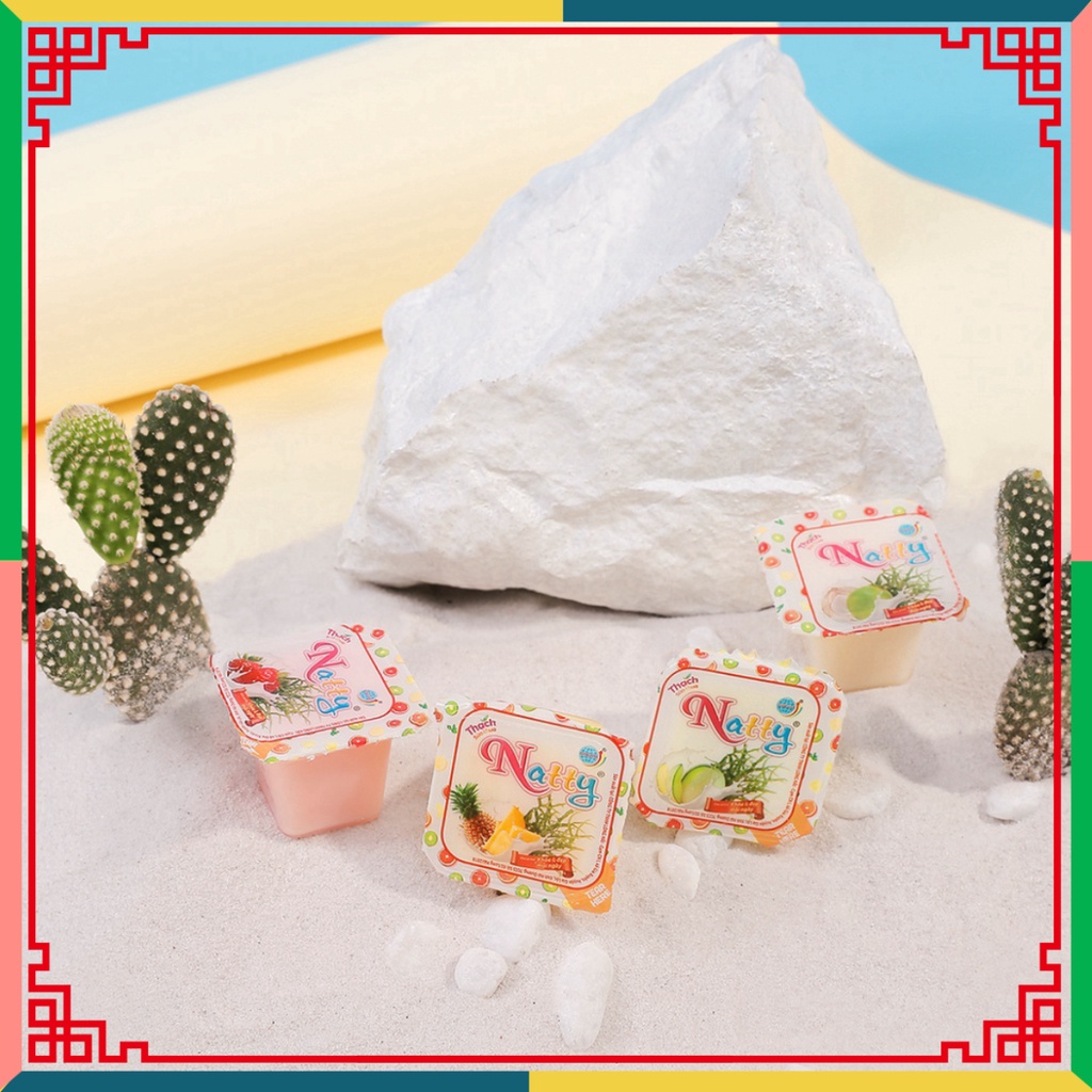 Thạch hộp sữa chua Natty túi quai xách, thạch Natty Long Hải tải trọng 972 g