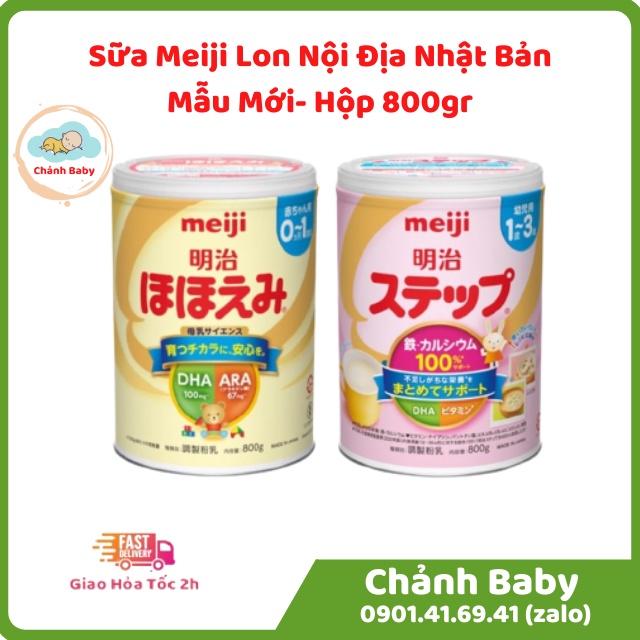 (MẪU MỚI) SỮA MEIJI 0-1 &amp; 1-3 NỘI ĐỊA NHẬT BẢN - HỘP 800 GR