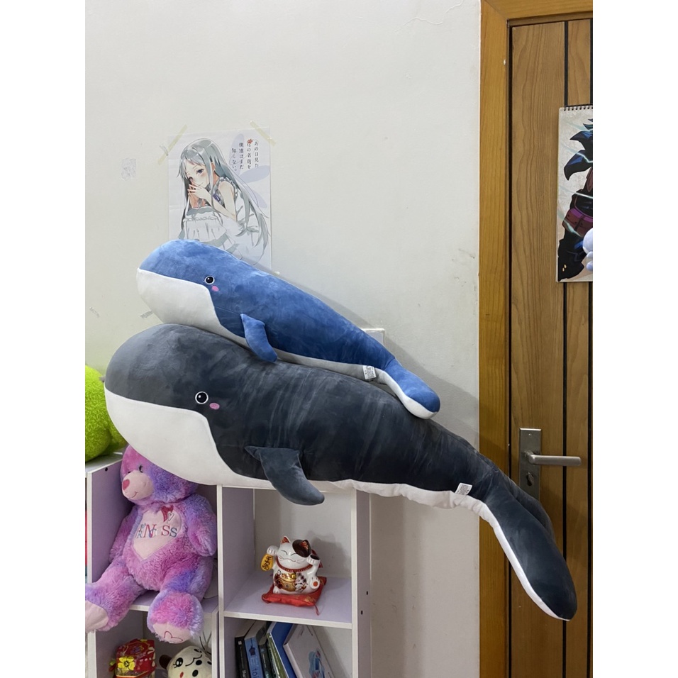 Gấu bông cá voi siêu to khổng lồ hàng cao cấp 2 lớp lót bông tách biệt kích thước 50cm-1m5 MINO