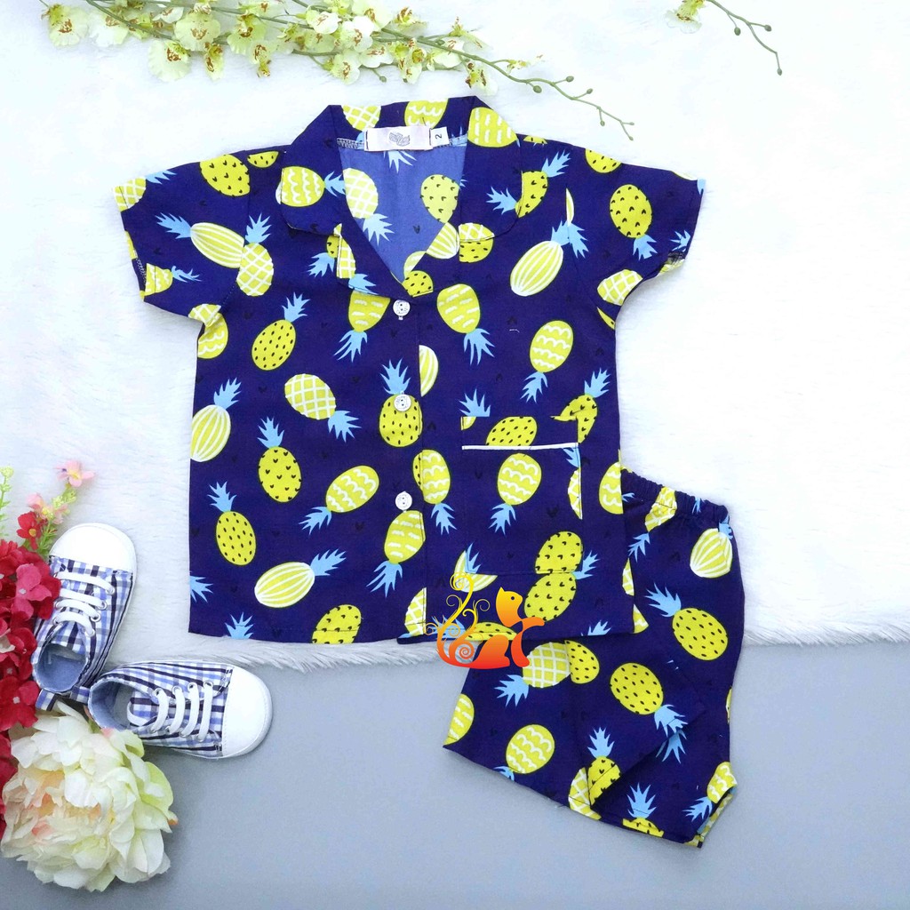 Đồ Bộ Mặc Nhà &quot;Dứa vàng&quot; Pijama Kate Thái - Cho Bé 8 - 38kg.