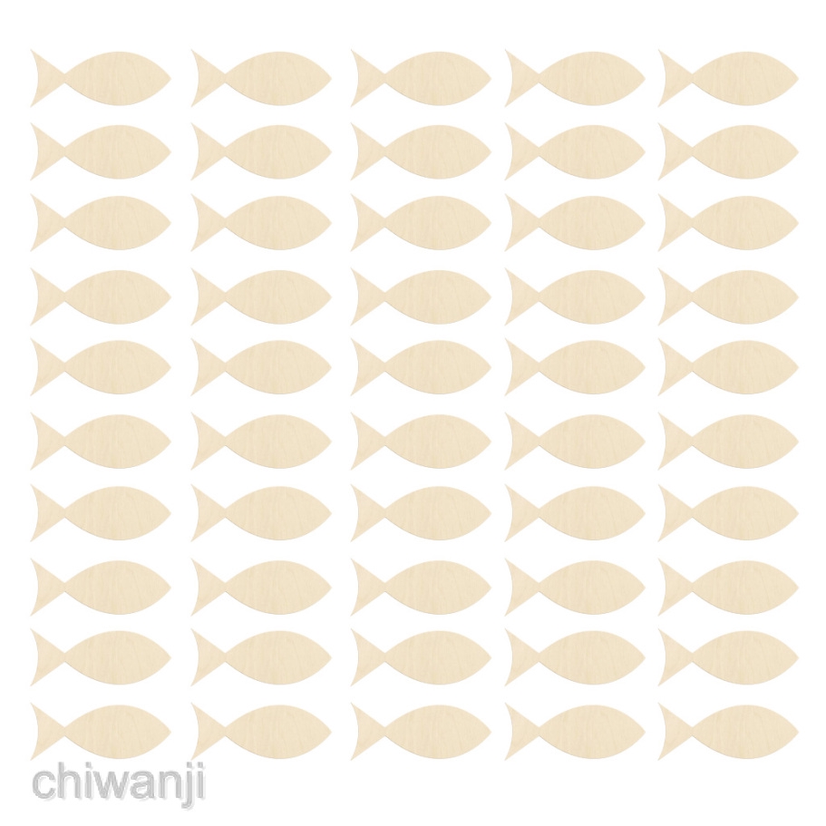 Set 50 Thẻ Gỗ Hình Cá Trang Trí Đa Dụng