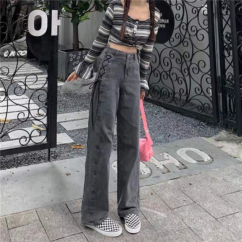 Quần Jeans Dài Ống Rộng Thời Trang Cá Tính Cho Nữ