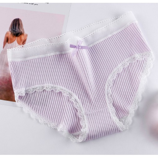 Quần lót nữ cotton gân tăm viền ren trắng dễ thương có chọn màu chọn size lớn Bigsize QL13 | BigBuy360 - bigbuy360.vn