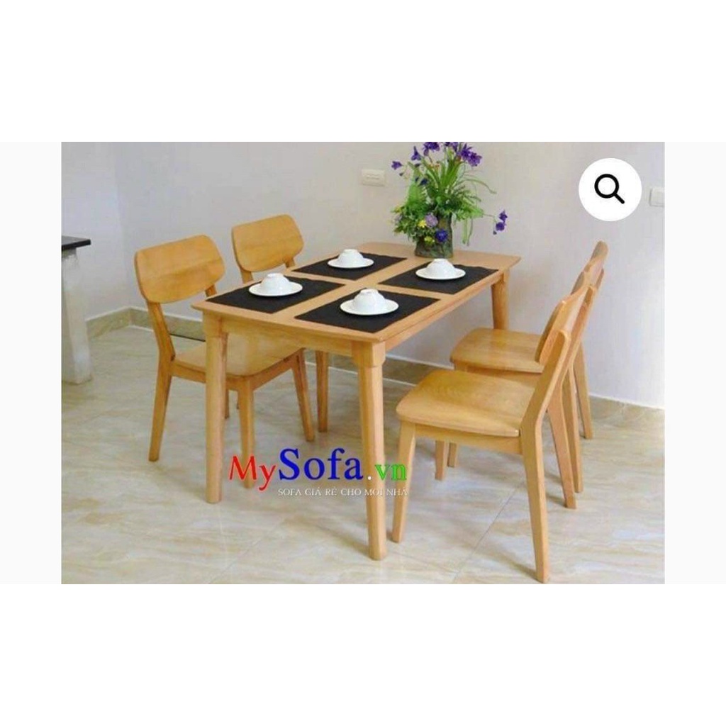 Bàn ghế ăn gỗ cao su (bàn 120cm chân tròn +4 ghế mango)
