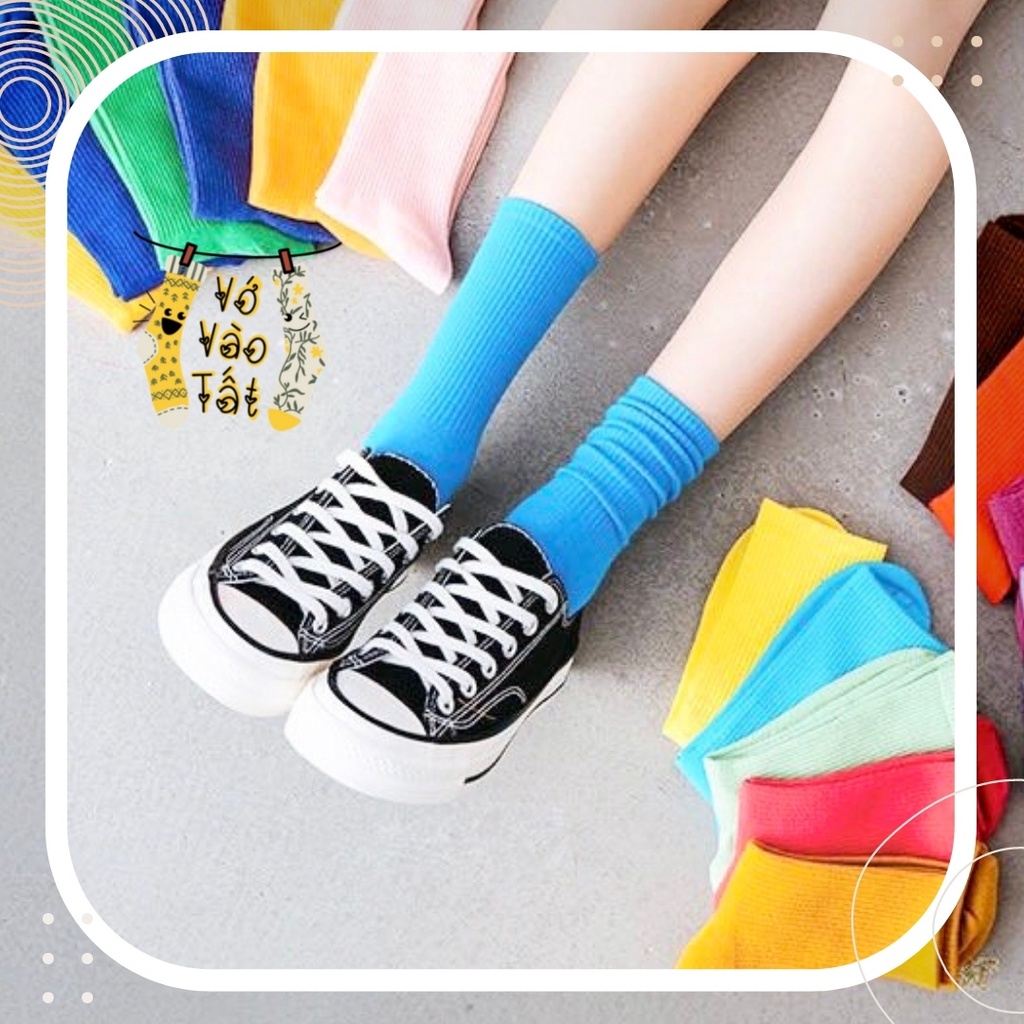 TẤT VỚ CỔ CAO NỮ TRƠN SỌC CHÌM CỔ BO CHUN