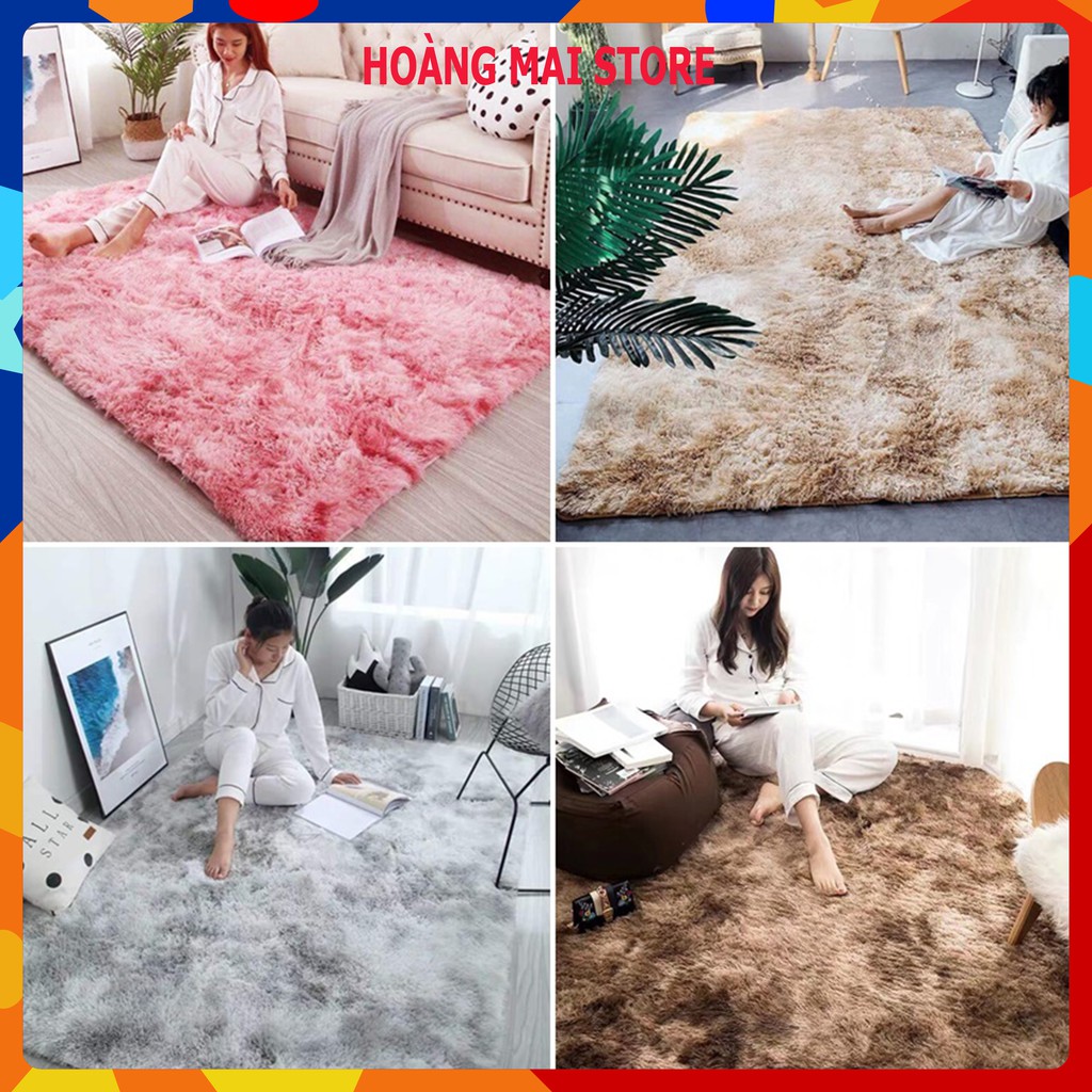 Thảm lông xù loang trải sàn cao cấp 1.6x2m MBH02