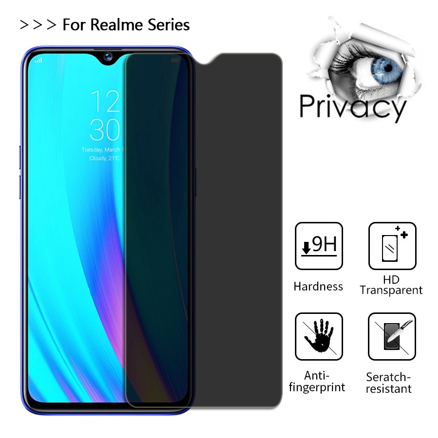 Kính Cường Lực chống nhìn trộm Realme C1 C3 X2 Pro 5i 6i 2 3 5 Pro