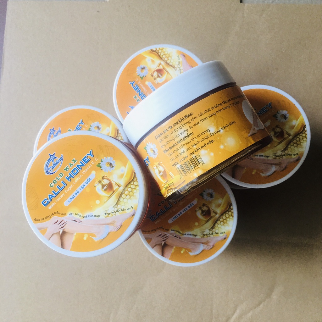 Wax lông tẩy triệt lông vĩnh viễn , kem tẩy lông toàn thân, wax bean an lành Calli Honey 250g, tặng giấy wax lông - WCH