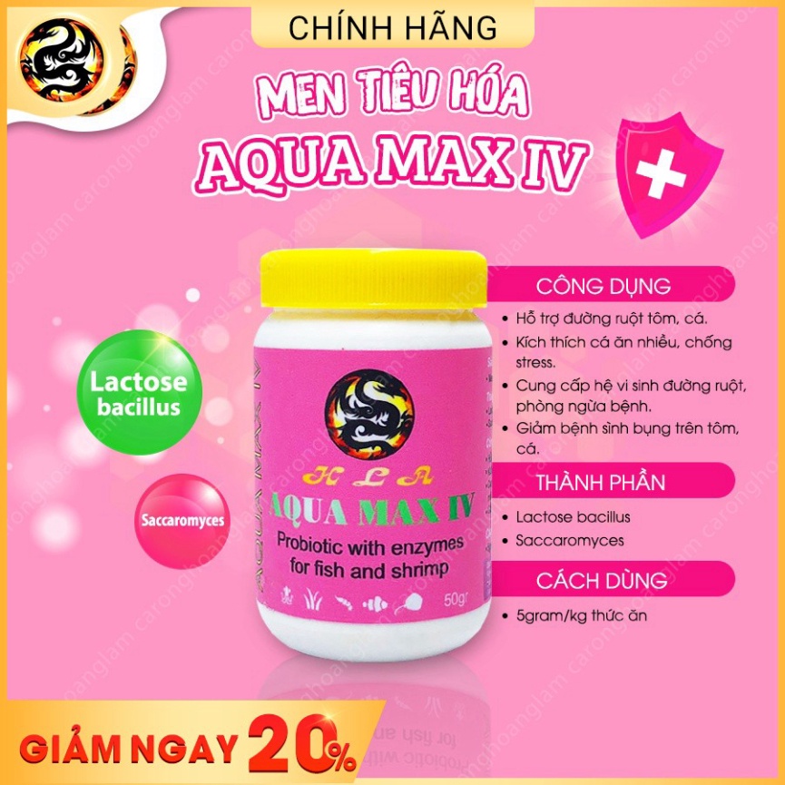 Men Tiêu Hóa Cho Cá Cảnh Aqua Max IV Hỗ Trợ Hệ Tiêu Hoá Giúp Cá Ăn Sung HLA
