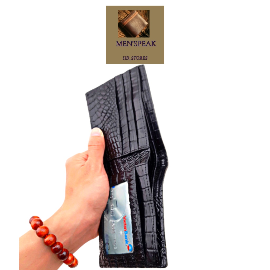 Ví da nam cao cấp, bóp da nam , ví da cá sấu nam 2 mặt da bụng.