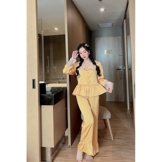 ❌Bộ lụa Latin tay dài phối ren tiểu thư