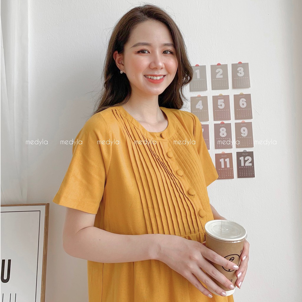 MEDYLA - Váy bầu xinh mùa hè linen cho bầu đi chơi, du lịch, đám cưới cực xinh - VS730