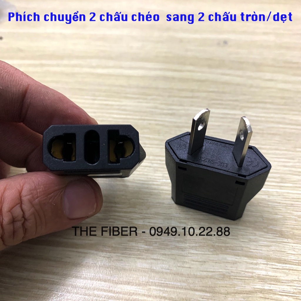 01 Cái Phích chuyển 2 chấu chéo trung quốc sang 2 chấu tròn/dẹt