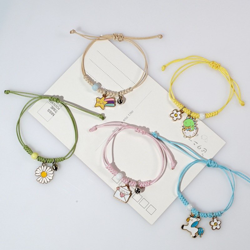 Vòng gốm dễ thương gắn hoa lục lạc Khủng Long Bò Sữa Cà Rốt Panda Cá Lá Thư Cầu Vồng Xương Rồng Voi phụ kiện đeo tay