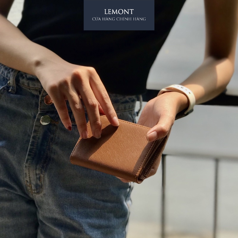 Combo 2 Ví da bò màu Nâu - Chính hãng Lemont.