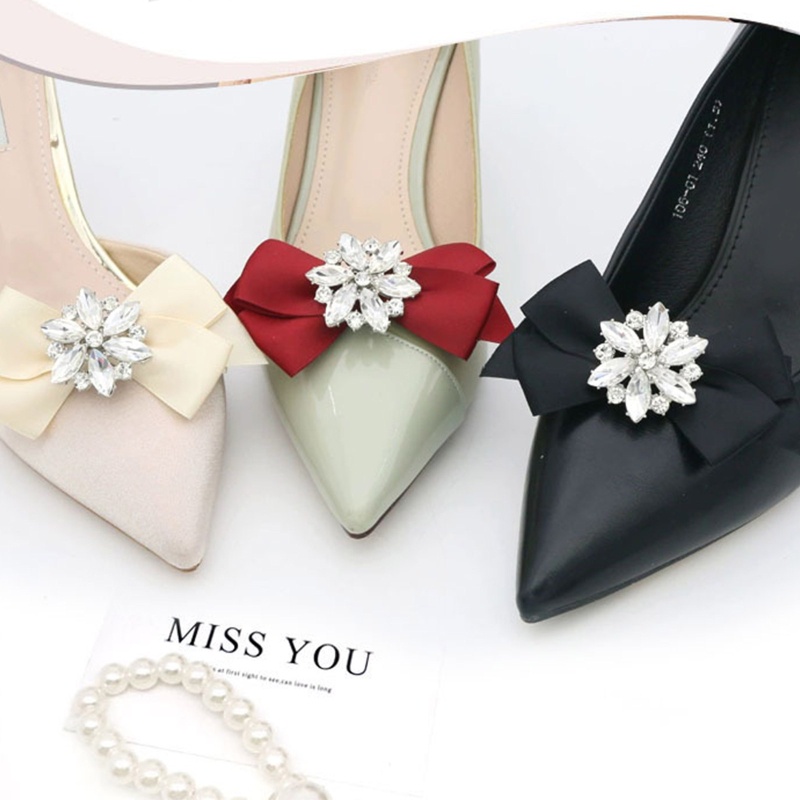 Set 2 Dây Cột Giày Cao Gót Đế Bằng Đính Hoa Cho Nữ Giá Đỡ