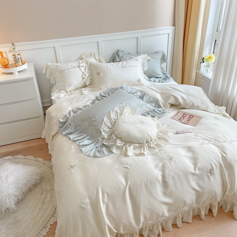 Bộ chăn ga Tencel mát lạnh tuyệt đối, họa tiết thêu tinh tế và sang trọng