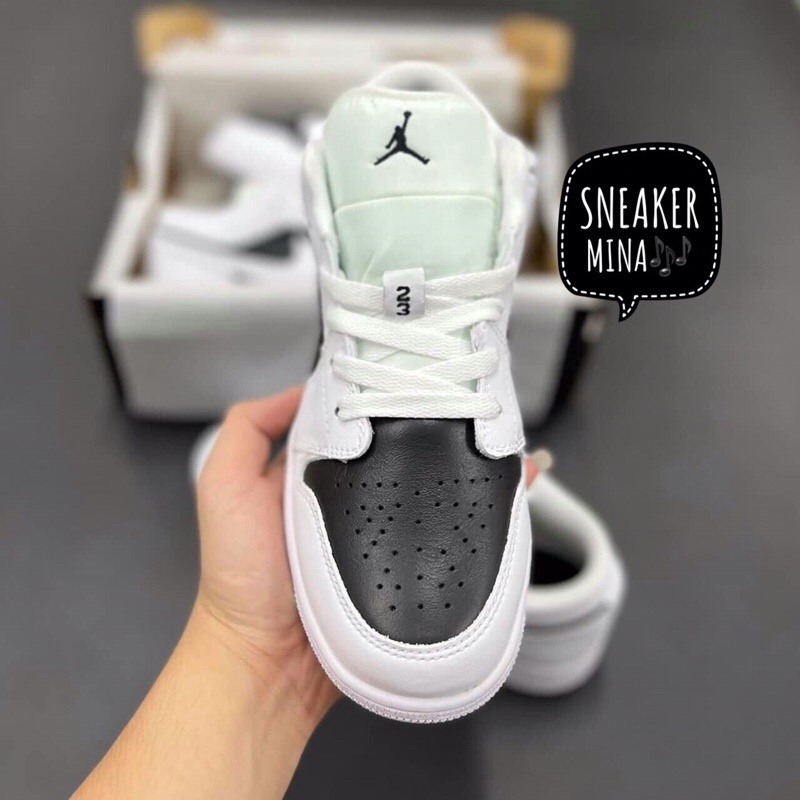 Jordan trắng vá đen thấp cổ  -  Giày jd1 low trắng 11 thể thao nam nữ sneaker full box
