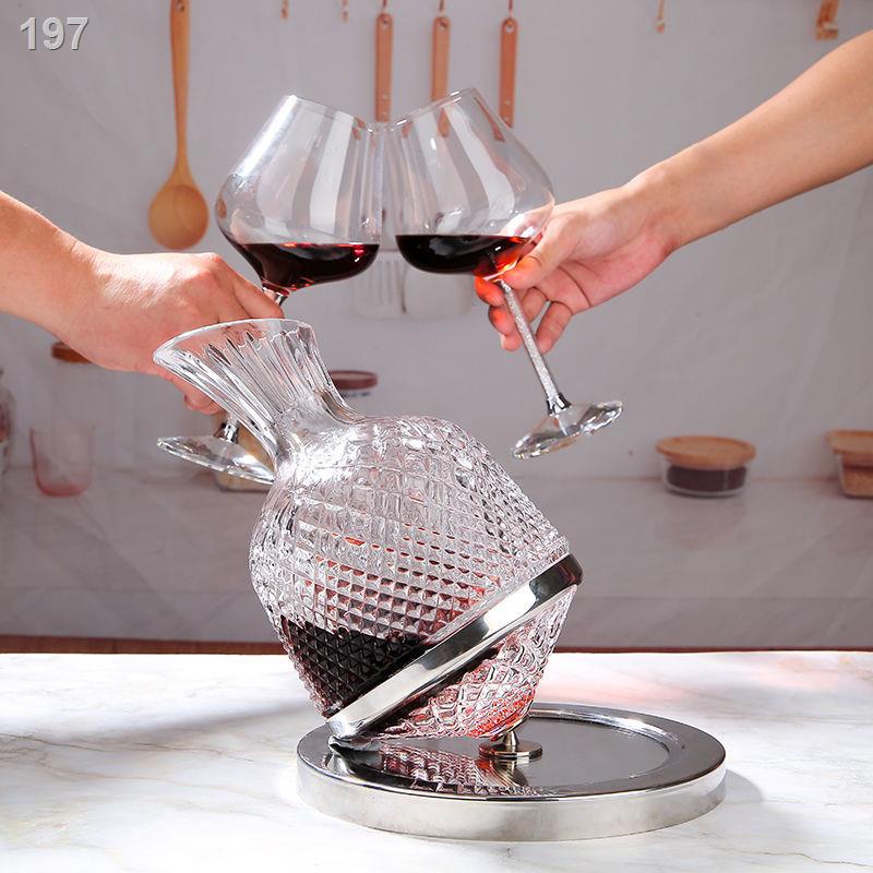 【HOT】Phong cách Châu Âu xoay cốc rượu vang đỏ pha lê thủy tinh bình tách cắt con quay hồi chuyển