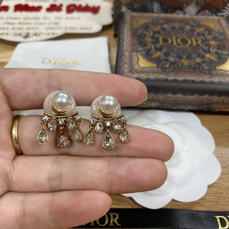 Bông tai cao cấp Dior full hộp phụ kiện y ảnh