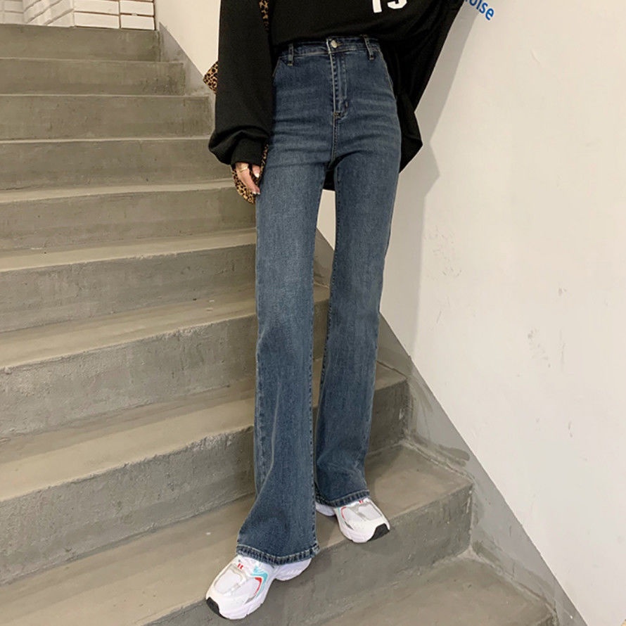 Quần jean ống loe lưng cao phong cách Hàn Quốc năm 2021