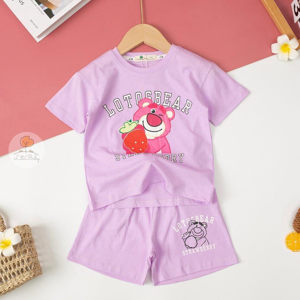 Bộ thun cộc tay cho bé gái 10-23kg hãng LITIBABY . Chất cotton siêu mềm mát