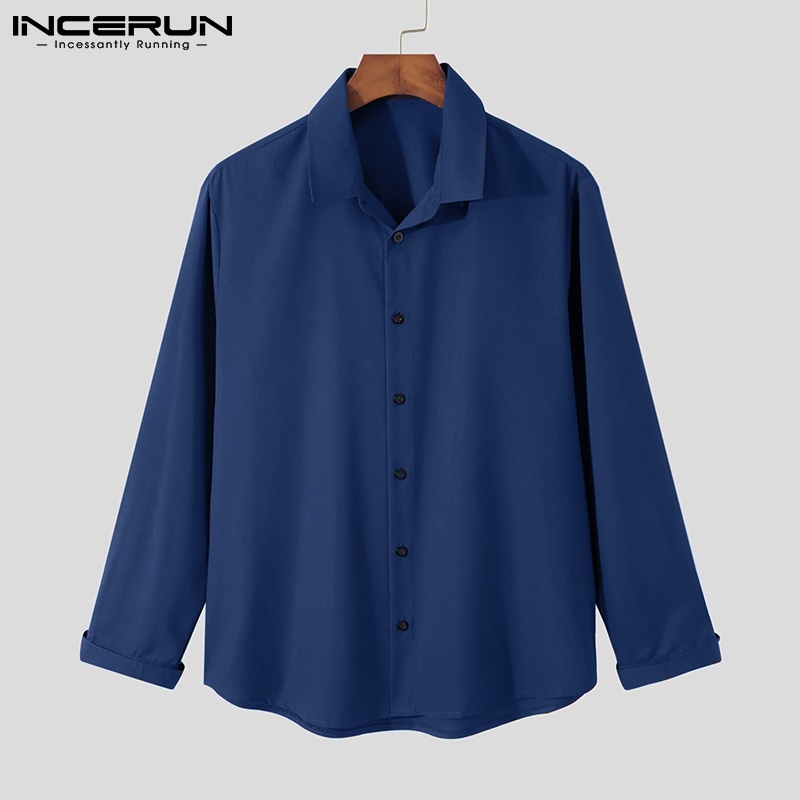Áo sơ mi INCERUN tay dài cài nút 4 màu sắc tùy chọn phong cách công sở thời trang dành cho nam