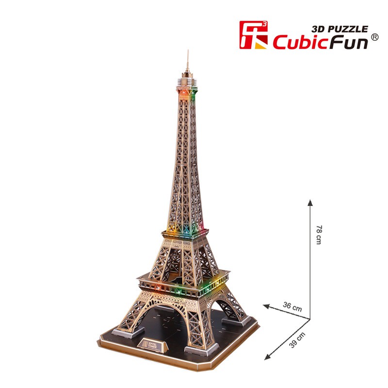 Mô hình giấy 3D CubicFun - Led tháp Eiffel - (L091h) - Kiến trúc có đèn led