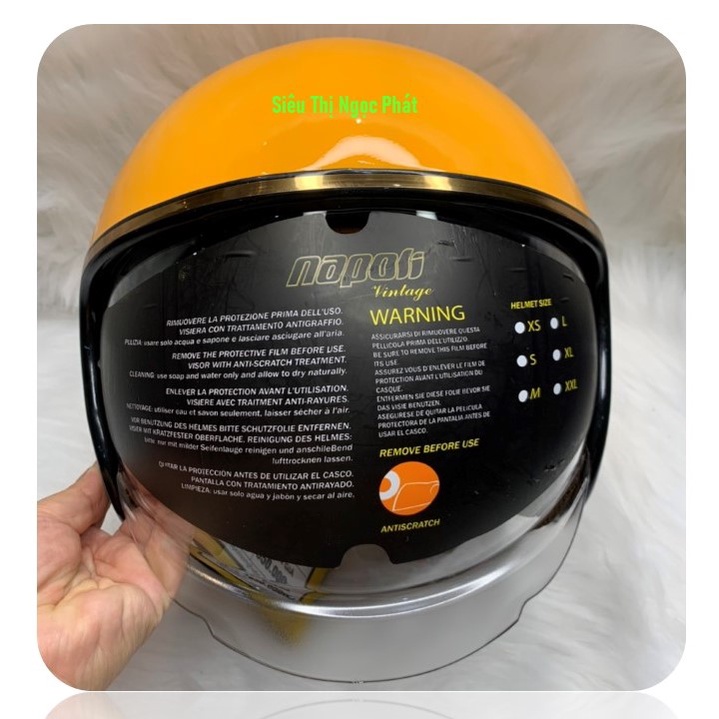 [PHƯỢT] Mũ bảo hiểm 3/4 NAPOLI có kèm kính che Full mặt_SIZE L 55-57cm_Màu VÀNG [HÀNG CHÍNH HÃNG]