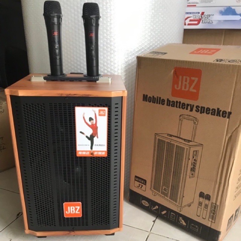 Loa kéo Bluetooth hát Karaoke Bass 2 tấc 200W JBZ J7 tặng kèm 2 Micro không dây