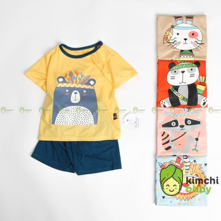 Đồ Bộ Bé Trai, Bé Gái KIMCHIBABY Vải Thun Lạnh Họa Tiết Thổ Dân Xuất Hàn, Bộ Cộc Tay Cho Bé Mặc Hè Minky Mom MKM2112