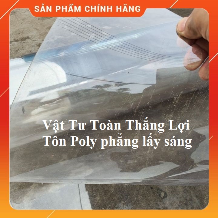 (Khổ cao 1,22 M x 8dem ) Tấm tôn nhựa Poly lấy ánh sáng màu TRONG SUỐT che nắng mưa