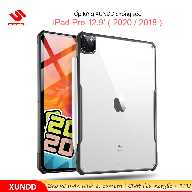 Ốp lưng XUNDD iPad Pro 12.9' (2020 / 2018), Mặt lưng trong, Viền TPU, Chống sốc