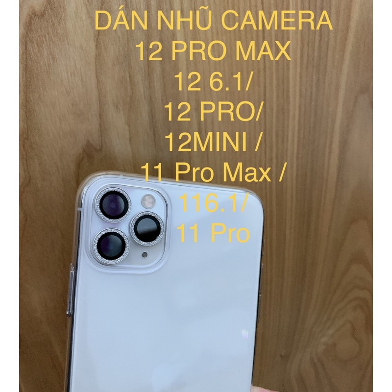 Bộ 3 dán kim cương bảo vệ mắt camera IPhone 12 Pro Max 12 Pro, 12 12Mini 11 PROMAX 11 11prochính hãng Kuzoom