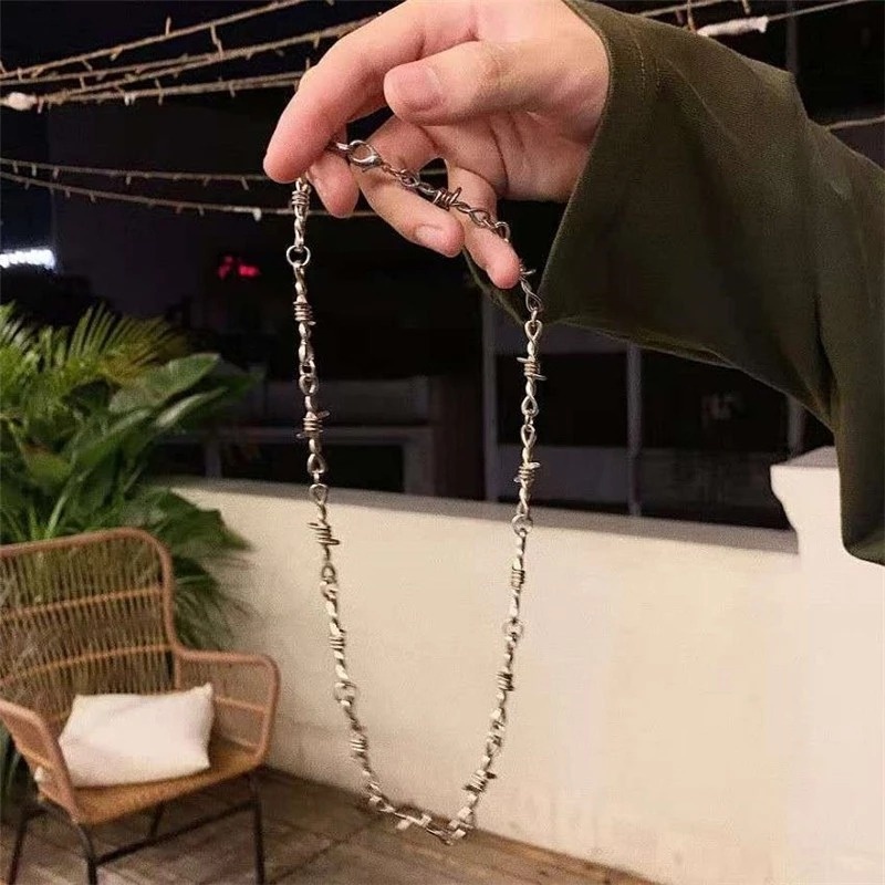 Vòng Cổ Choker Dây Sắt Y2K Mặt Thánh Giá Nhỏ Phong Cách Gothic Punk