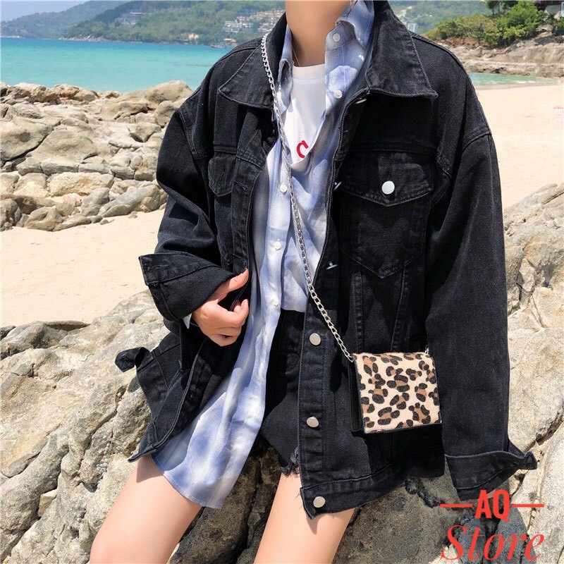 Áo Khoác Jean Nữ Nam [ 𝓒𝓪𝓸 𝓬𝓪̂́𝓹 6 𝓽𝓾́𝓲 ] Khoác Bò Đen BASIC trơn chuẩn SHOP unisex- AQ STORE | BigBuy360 - bigbuy360.vn