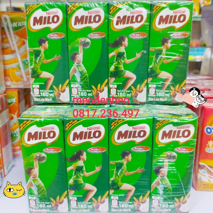 [Mã 267FMCGSALE giảm 8% đơn 500K] Sữa Milo 180ml lốc 4 hộp