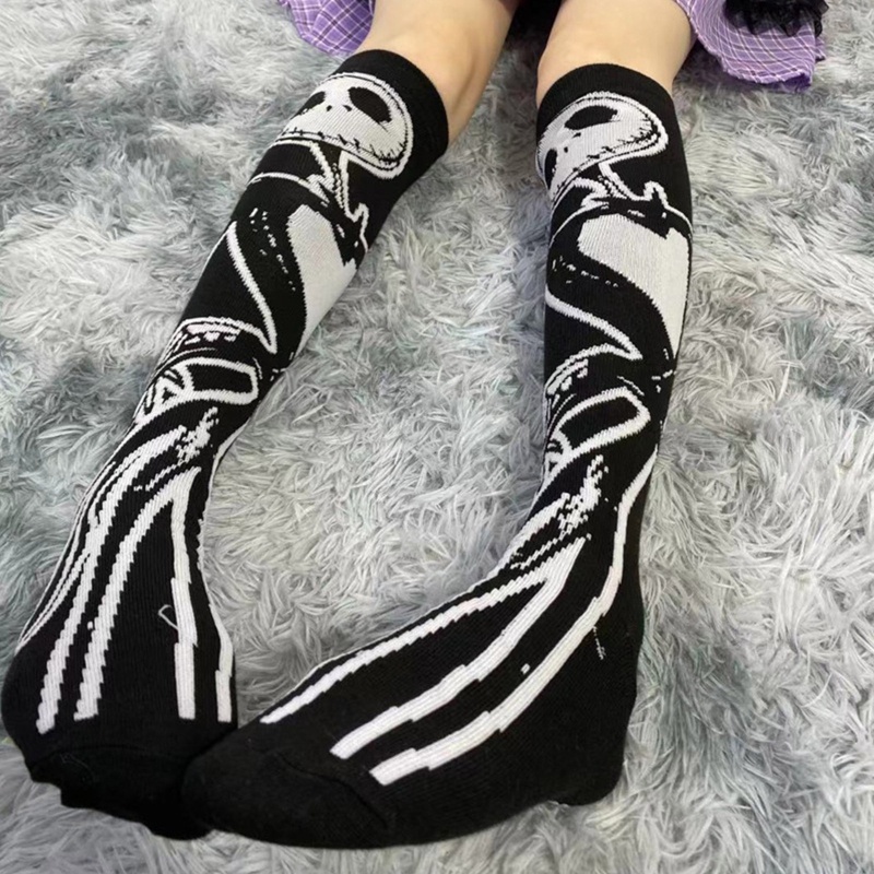 Vớ cotton dài đến đầu gối in họa tiết nhân vật hoạt hình phong cách lolita