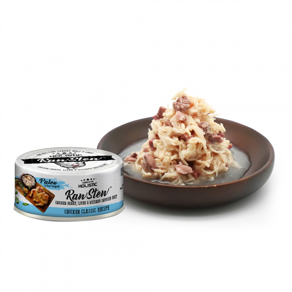 Thịt gà hộp Absolute Holistic RawStew cho chó &amp; mèo 80g