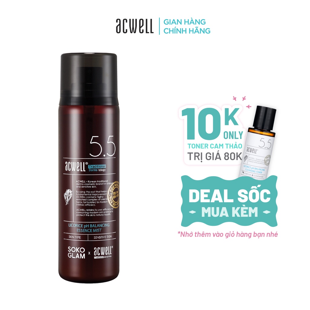 Xịt Khoáng Cấp Ẩm Acwell Licorice pH Balancing Essence Mist 100ml