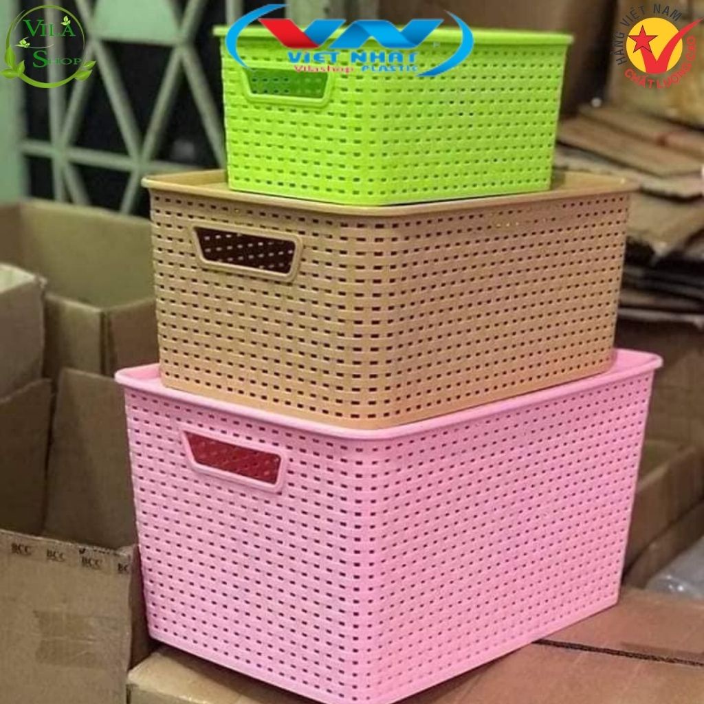 Rổ Nắp Đan Mây, Giỏ Đựng Đồ Đa Năng Chính Hãng Việt Nhật Đựng Dụng Cụ Nhà Bếp, Quần Áo Gọn Gàng, Ngăn Nắp