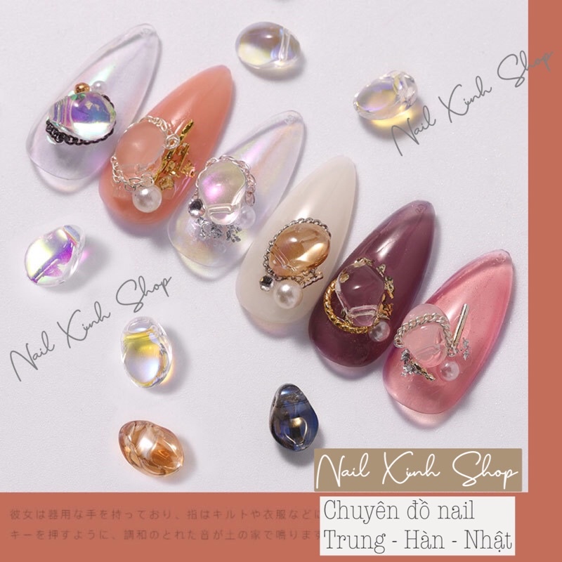 Hủ đá nail trang trí phong cách Nhật, phụ kiên nail cao cấp, phụ kiện nail hot 2021