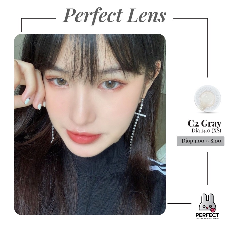 Lens Mắt , Kính Áp Tròng C2 GRAY Có Độ Cận và Không Độ , DIA 14.0 XS , Dành Cho Mắt Nhạy Cảm Giá Sale