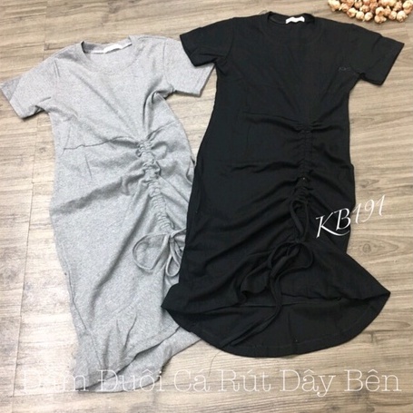 [ Chuyên Sỉ ] Đầm đuôi cá rút dây 1 bên - chất thun gân dày dặn ( kèm ảnh và video thật )
