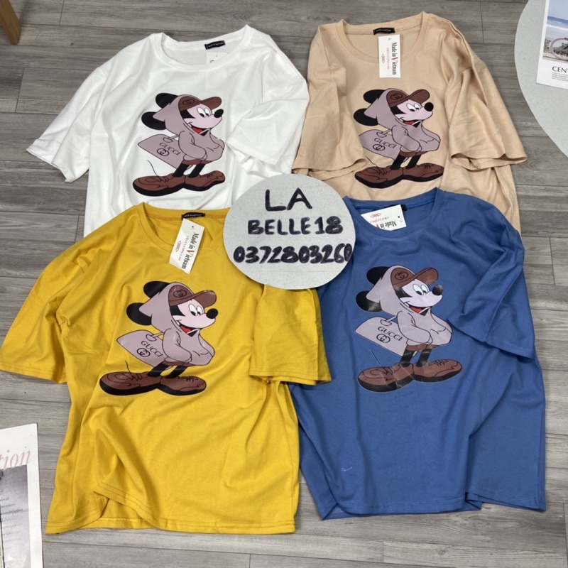 Áo phông mickey phom thụng tay lỡ Áo thun ngắn tay mùa hè dáng rộng form to