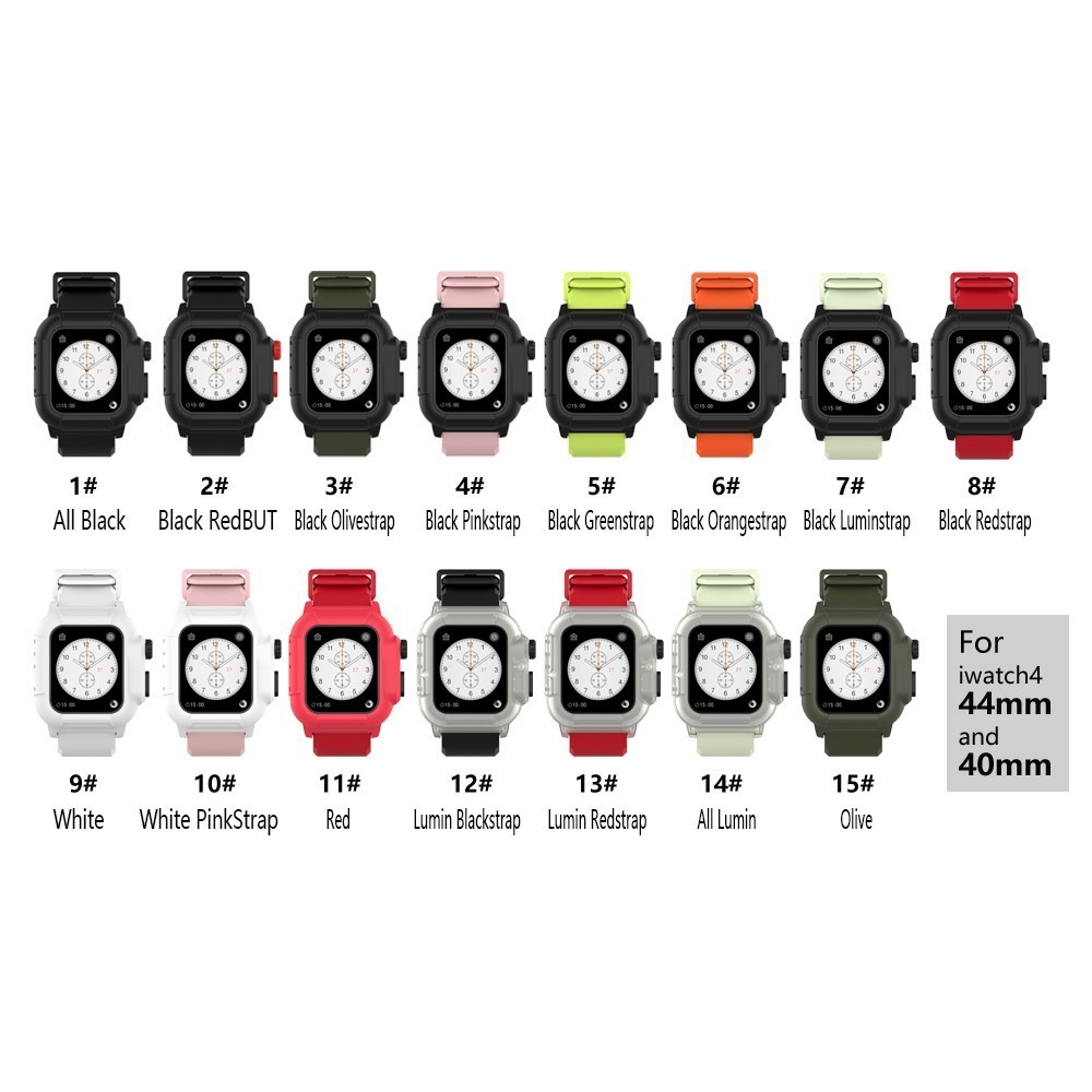 【Apple Watch Strap】Vỏ bảo vệ bằng silicon chống thấm nước có dây đeo cho Apple Watch Series 4 5 6 se 44mm 40mm iWatch Series 1 2 3 42mm