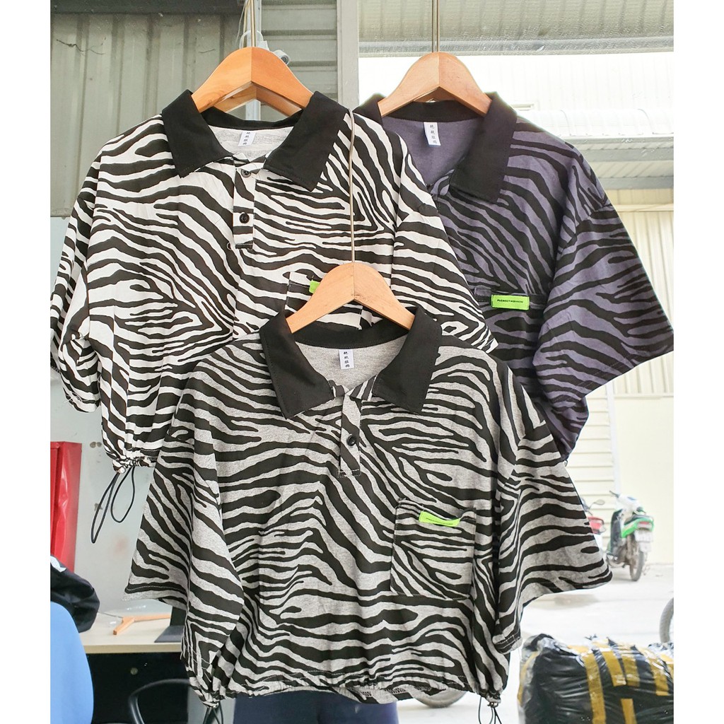 Áo Polo Vằn Ngựa Form Croptop Chất Bao Đẹp M043-Violet