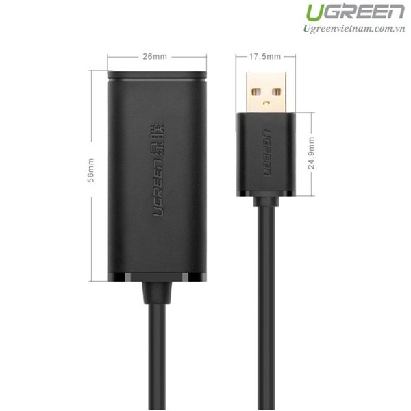 Cáp USB nối dài 30m có chíp khuếch đại chính hãng Ugreen 10326