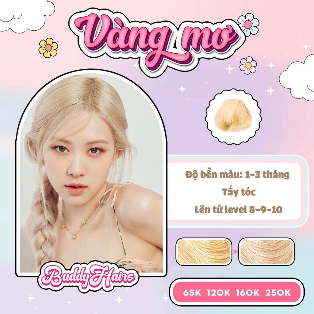Nhuộm Tóc Màu Vàng Mơ Tặng Oxi Và Gang Tay