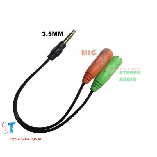 Dây Audio Chuyển Tai Nghe 3.5mm Đầu Đực Sang 2 Đầu Mic Và Tai Nghe Đầu Cái